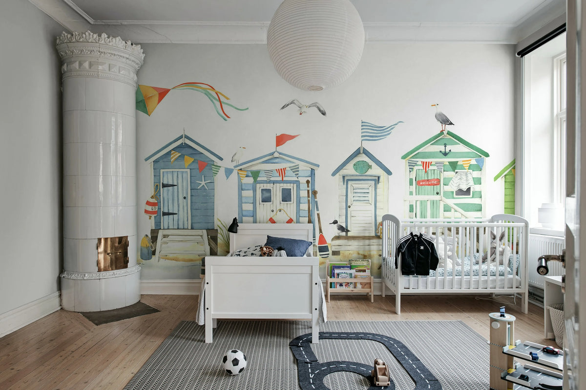 Tiny Beach Houses, Multi Mural Wallpaper - room preview 03