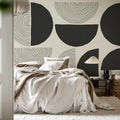 Graphic Circles, Black Mural Wallpaper - room preview 03