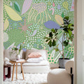 Flower Art, Green Mural Wallpaper - room preview 03