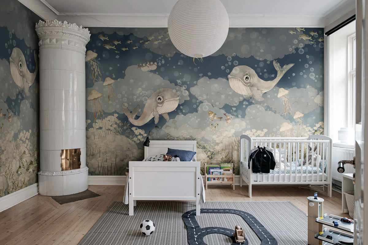 Water Song, Deep Blue Mural Wallpaper - room preview 03