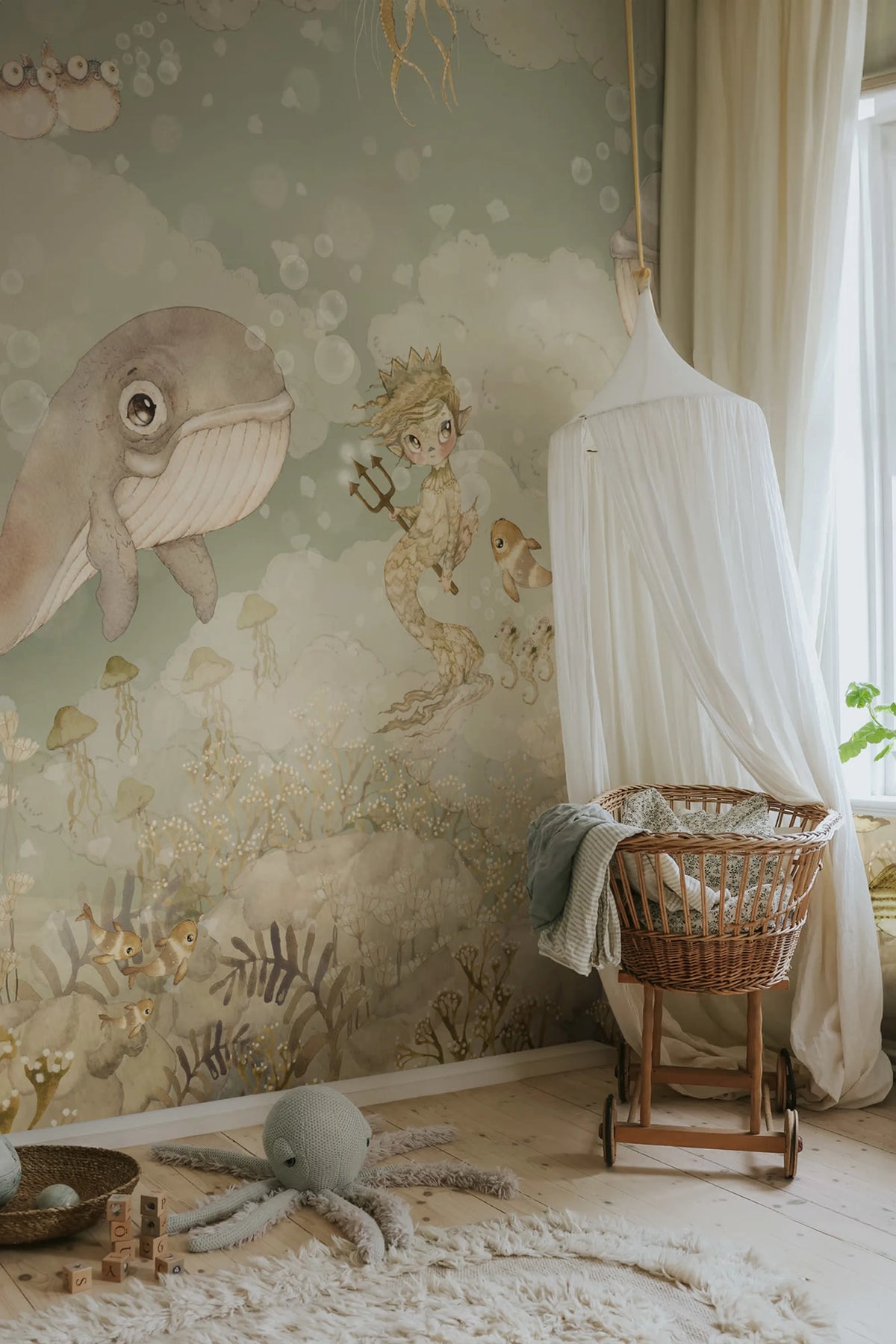 Water Song, Aqua Green Mural Wallpaper - room preview 03