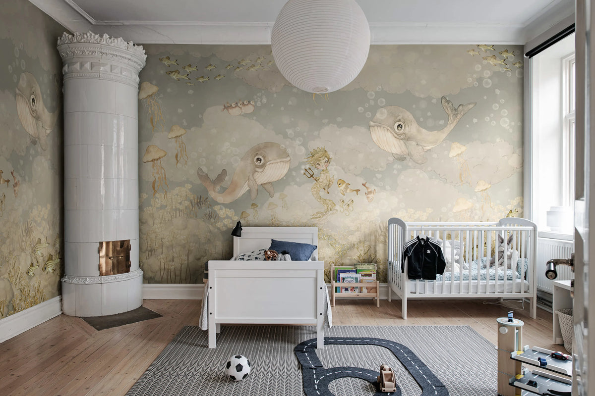 Water Song, Ocean Blue Mural Wallpaper - room preview 03