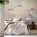 Flying Swans, Pastel Mural Wallpaper - room preview 03