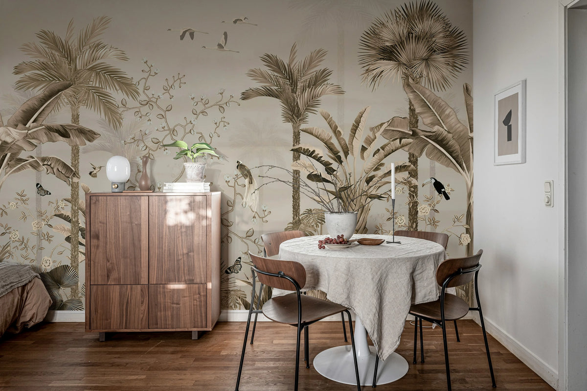 Magnolia Jungle, Beige Mural Wallpaper - room preview 03
