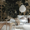 Magnolia Jungle, Black Mural Wallpaper - room preview 03