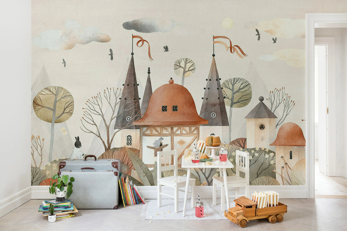 Rabbit Town, Autumn Mural Wallpaper - room preview 03
