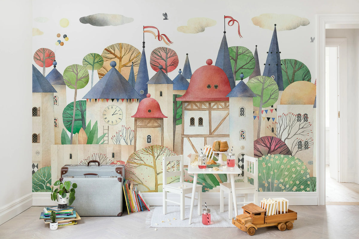Old Town, Colorful Mural Wallpaper - room preview 03