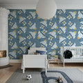 Rockets, Blue Mural Wallpaper - room preview 03