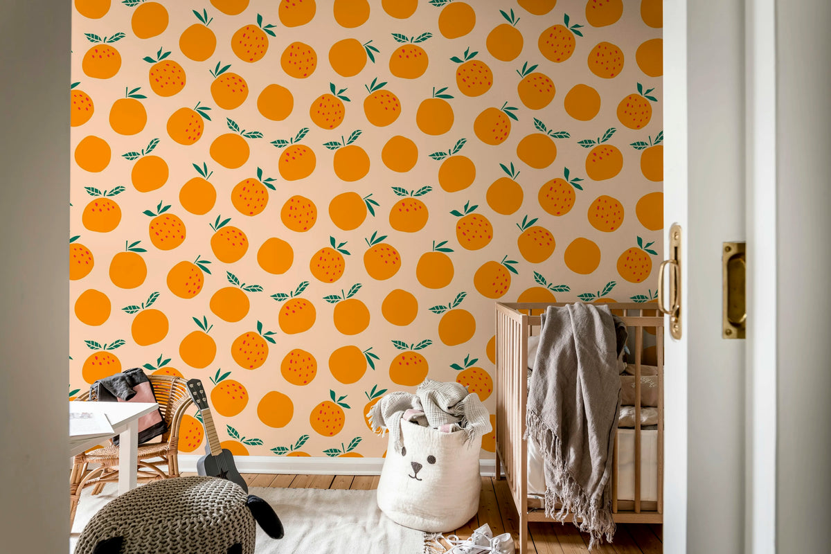 Oranges, Pink Mural Wallpaper - room preview 03