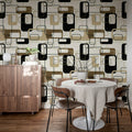 Retro Squares, Beige Mural Wallpaper - room preview 03