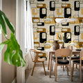 Retro Squares, Brown Mural Wallpaper - room preview 03
