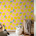 Lemons, Pink Mural Wallpaper - room preview 03