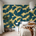 Big Ginko, Petrol Mural Wallpaper - room preview 03