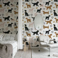 Dog Walk, Brown Mural Wallpaper - room preview 03