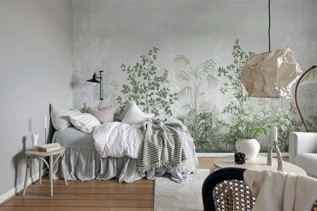 Chinoiserie Haze, Sage Green Mural Wallpaper - room preview 03
