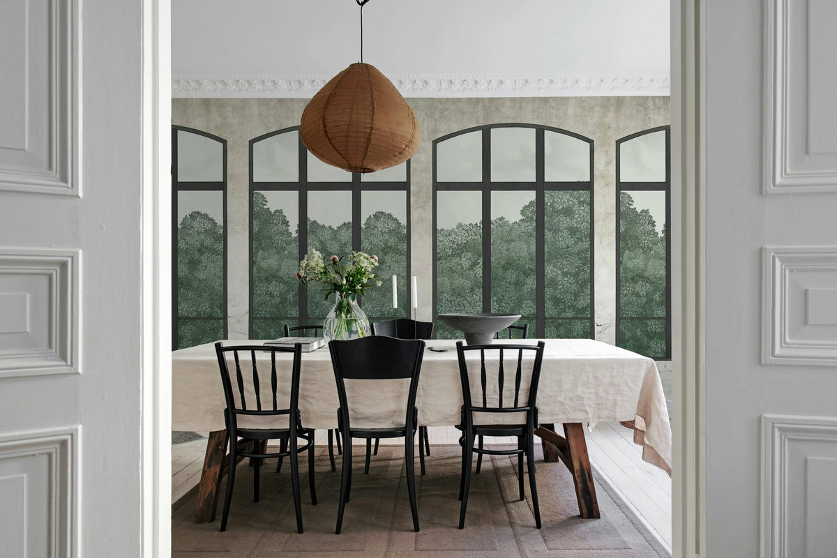 Vintage Windows, Soft Green Mural Wallpaper - room preview 03