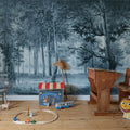 Lovers Forest, Vintage Blue Mural Wallpaper - room preview 03