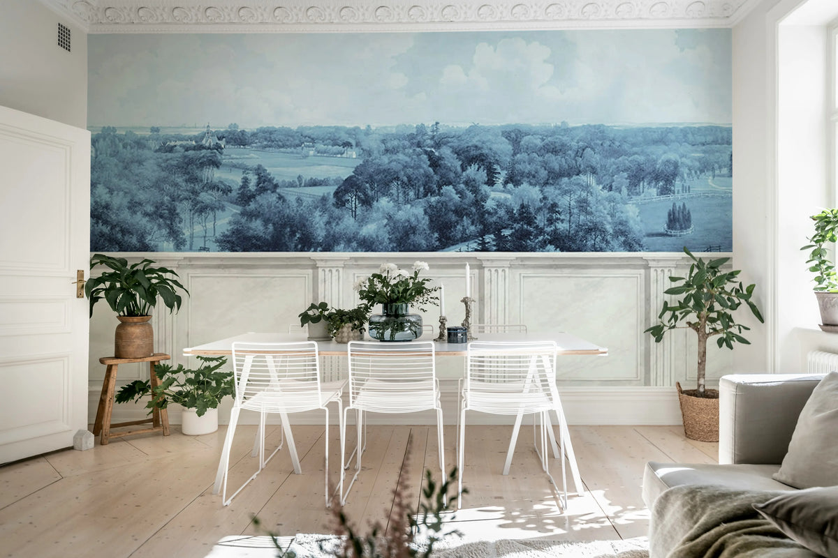 Panorama Views, Vintage Blue Mural Wallpaper - room preview 03
