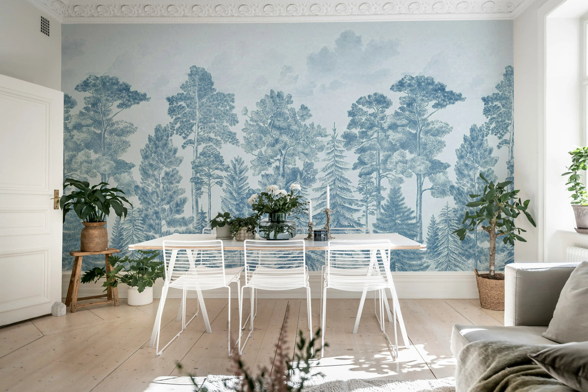 Scandinavian Bellewood, Vintage Blue Mural Wallpaper - room preview 03