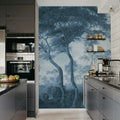 The Green Forest, Vintage Blue Mural Wallpaper - room preview 03