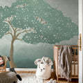 Windy Tree, Blue Mural Wallpaper - room preview 03