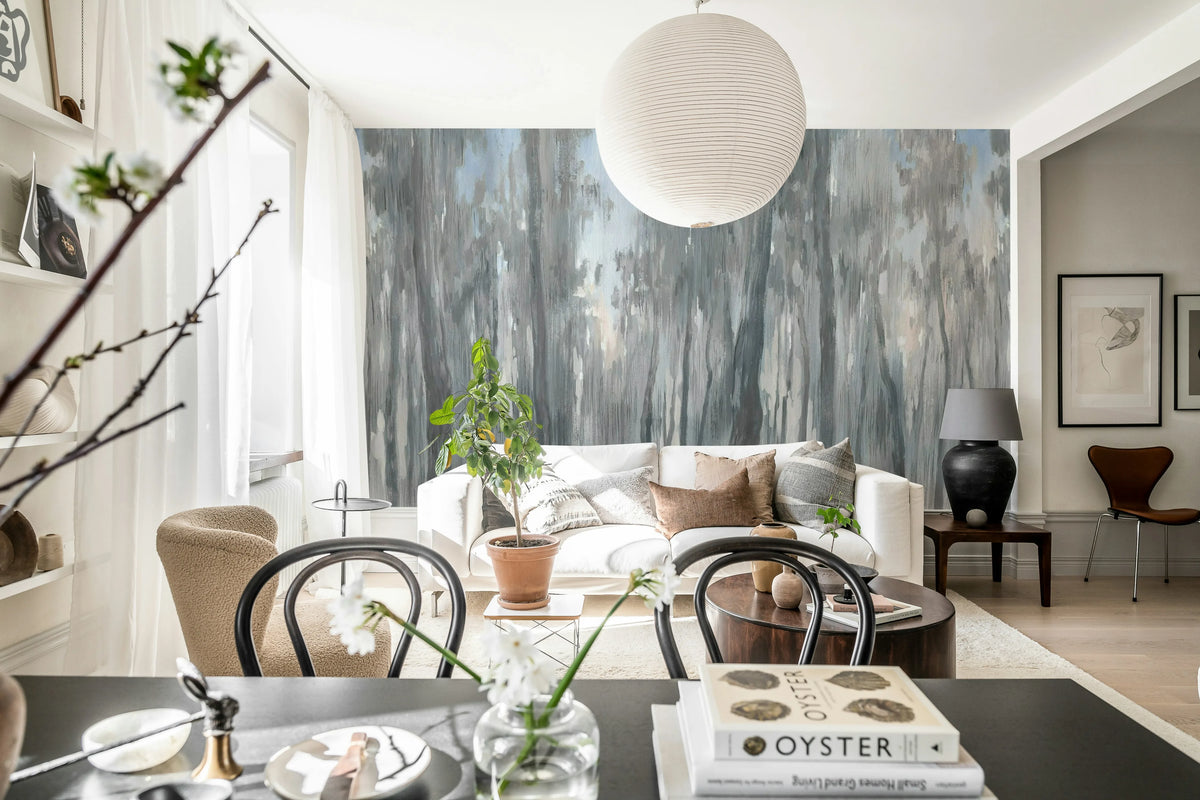 Morning Forest, Gray Mural Wallpaper - room preview 03