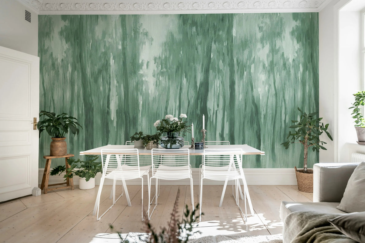 Morning Forest, Green Mural Wallpaper - room preview 03