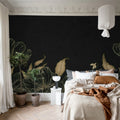 Floral Fantasy, Black Mural Wallpaper - room preview 03