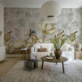 Floral Fantasy, Gray Mural Wallpaper - room preview 03