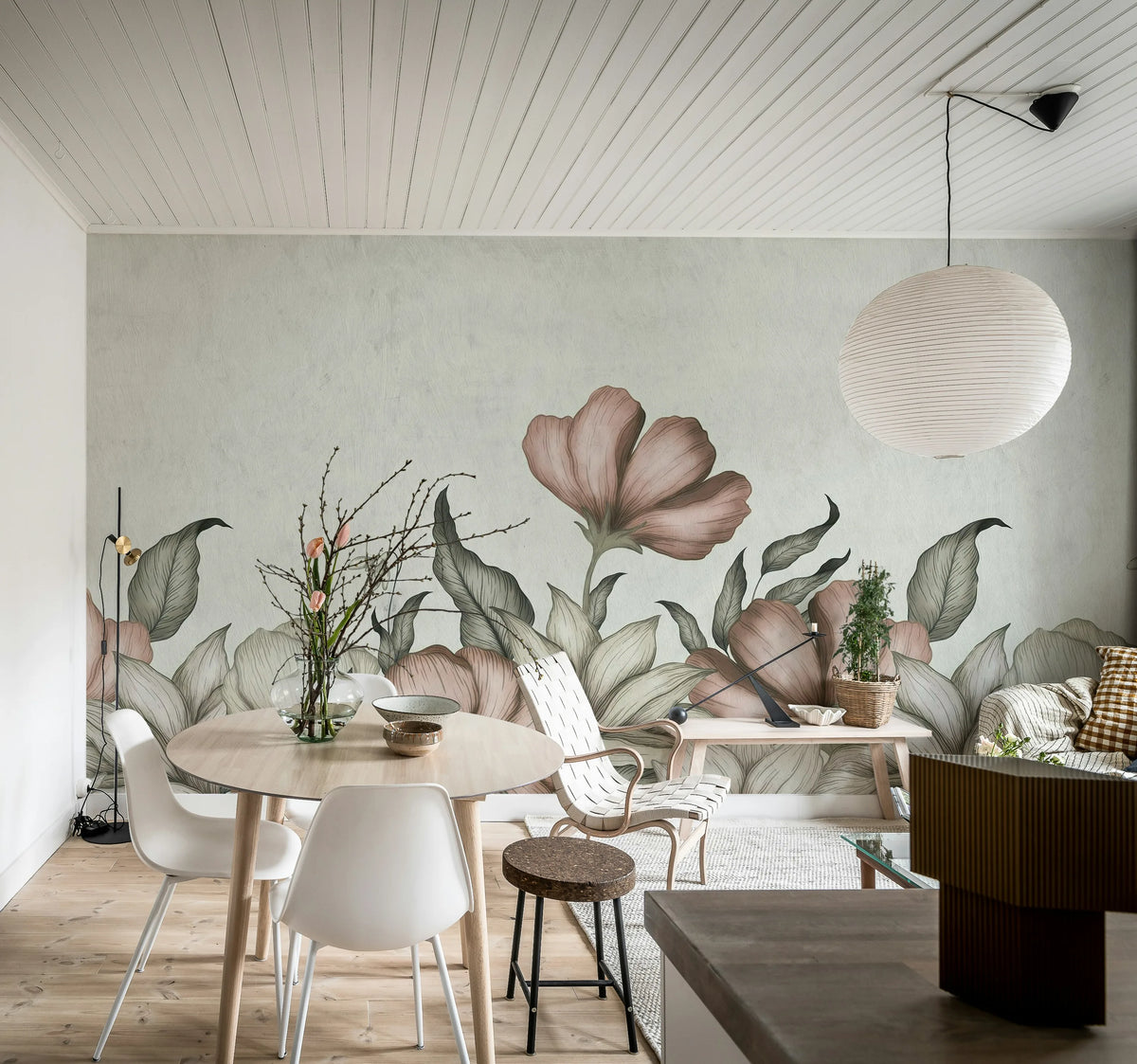 Floral Fantasy, Soft Pink Mural Wallpaper - room preview 03