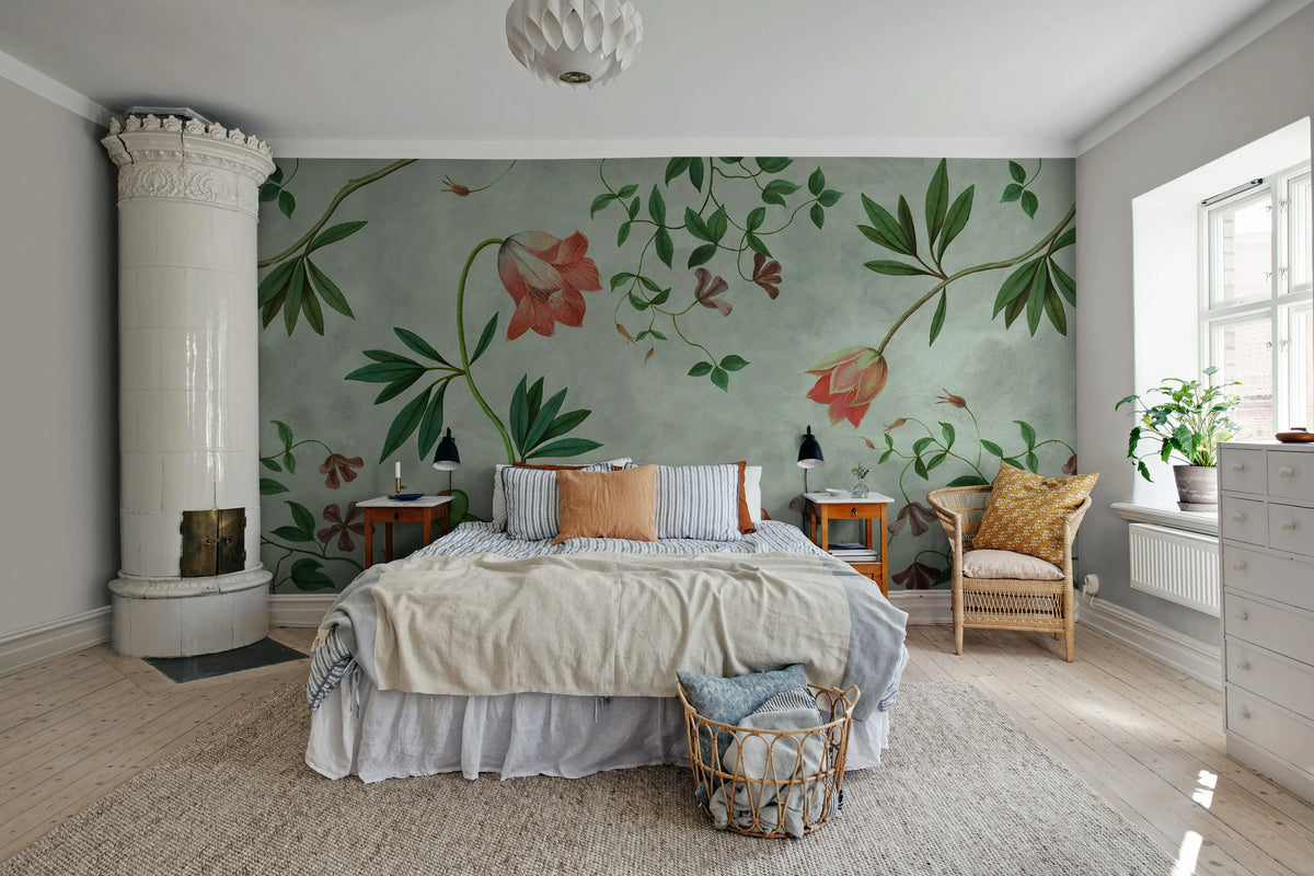 Romantic Garden, Sky Blue Mural Wallpaper - room preview 03