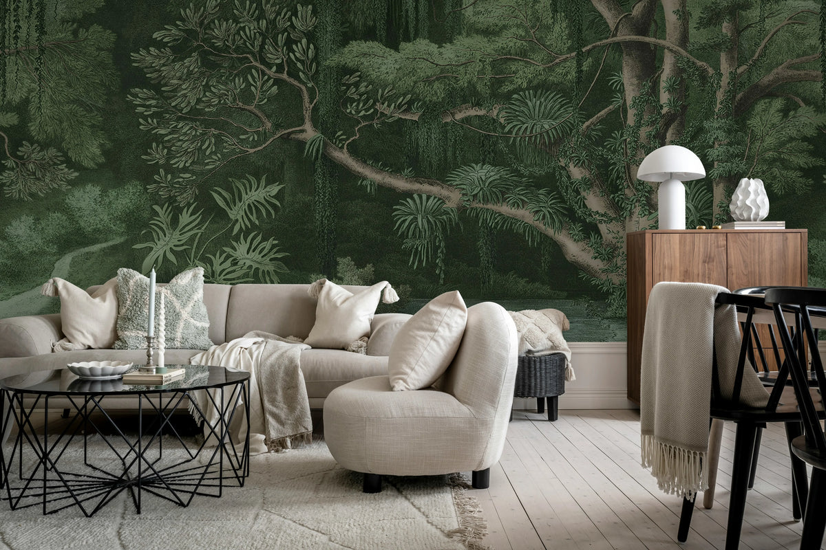 Secret Well Repeatable, Green Mural Wallpaper - room preview 03