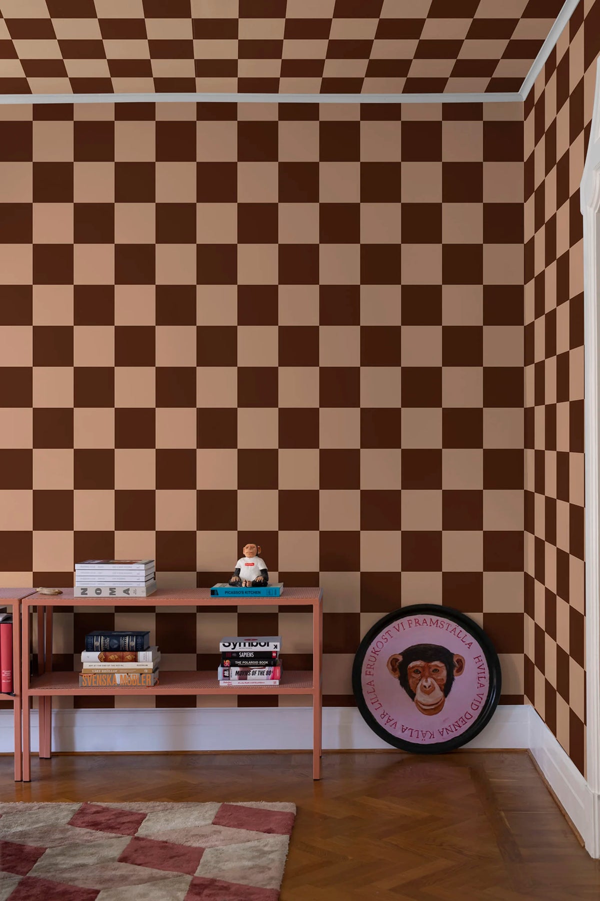 Happy Squares, Apricot Mural Wallpaper - room preview 03