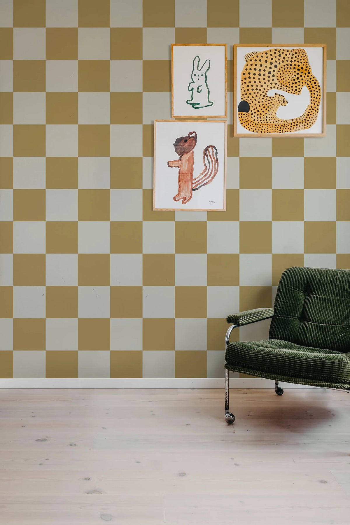 Happy Squares, Mustard Mural Wallpaper - room preview 03