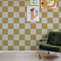 Happy Squares, Mustard Mural Wallpaper - room preview 03