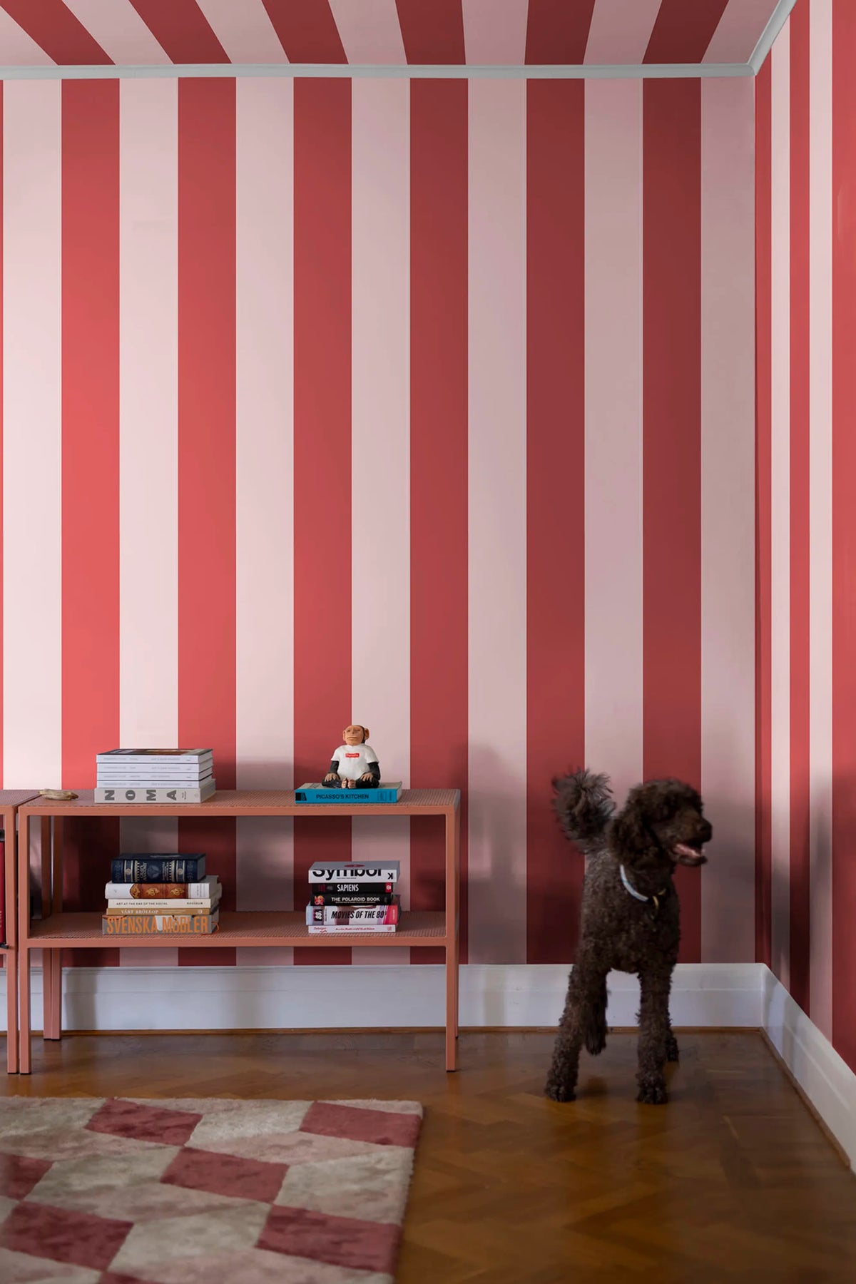 Happy Stripes, Raspberry Mural Wallpaper - room preview 03