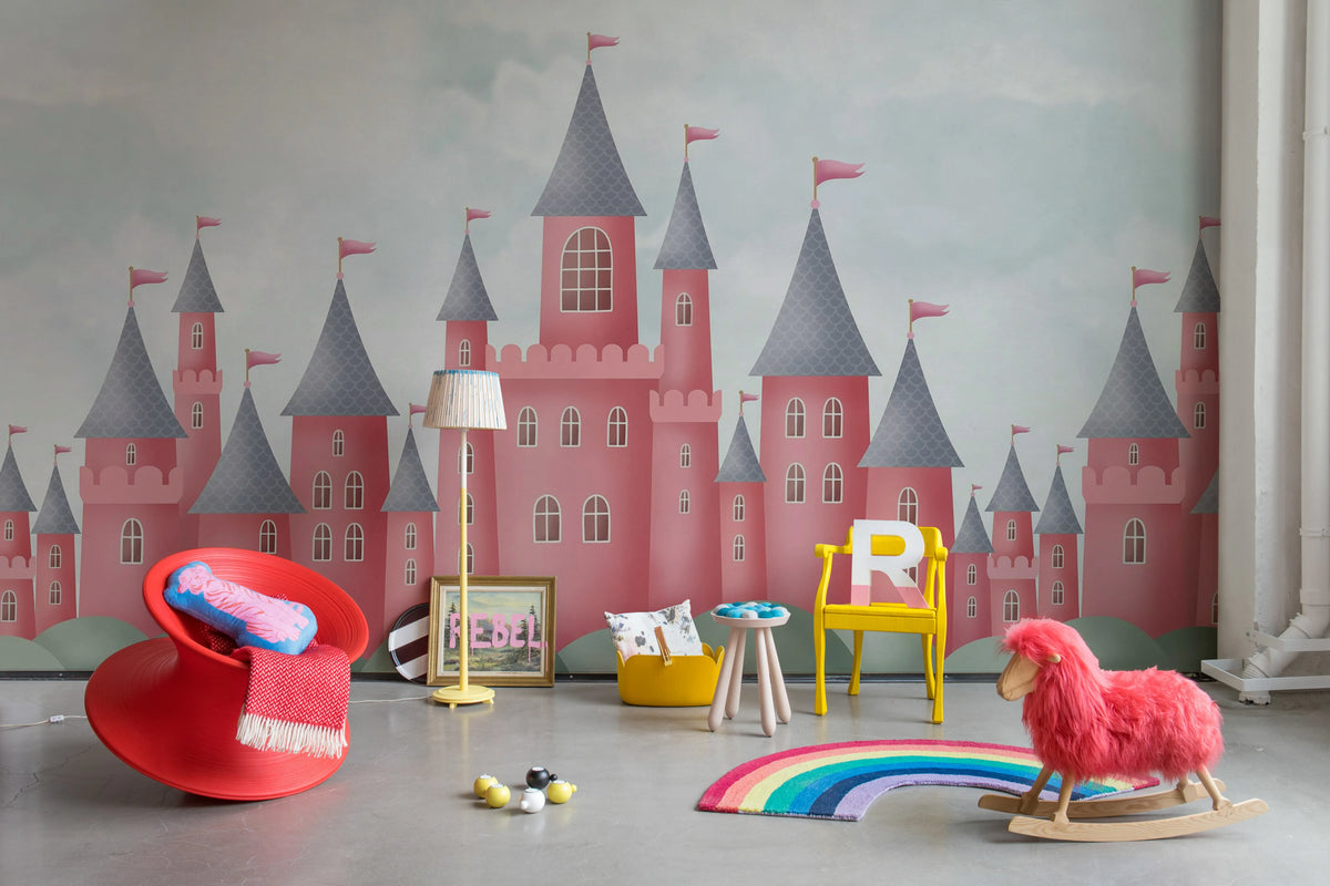 Castle Village, Coral Mural Wallpaper - room preview 03