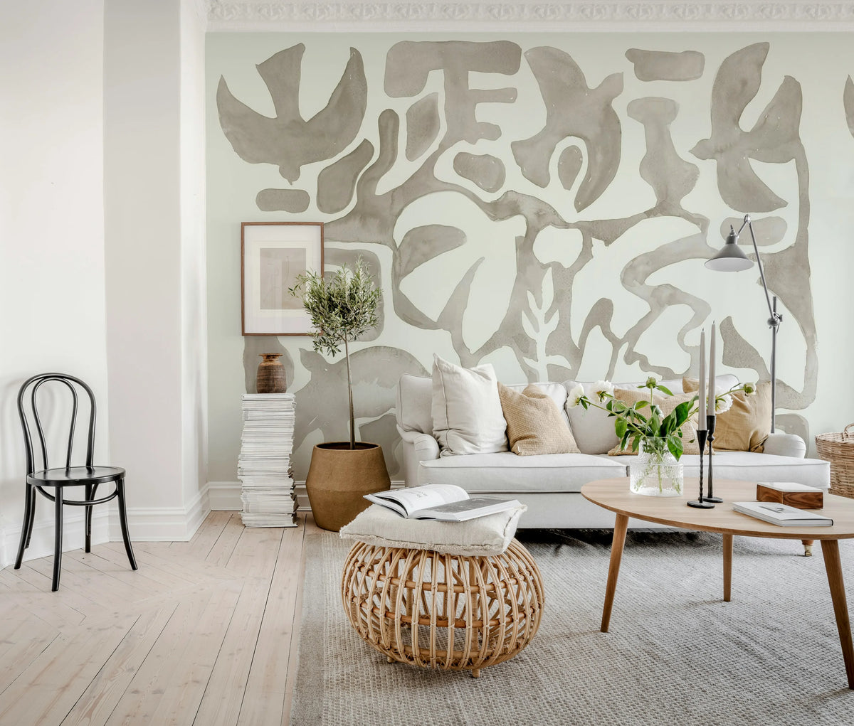 Harmony Forms, Beige Mural Wallpaper - room preview 03