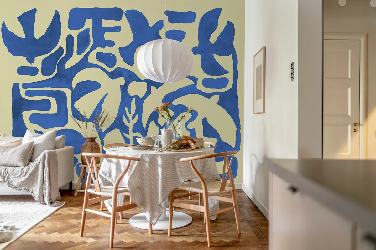 Harmony Forms, Blue Mural Wallpaper - room preview 03