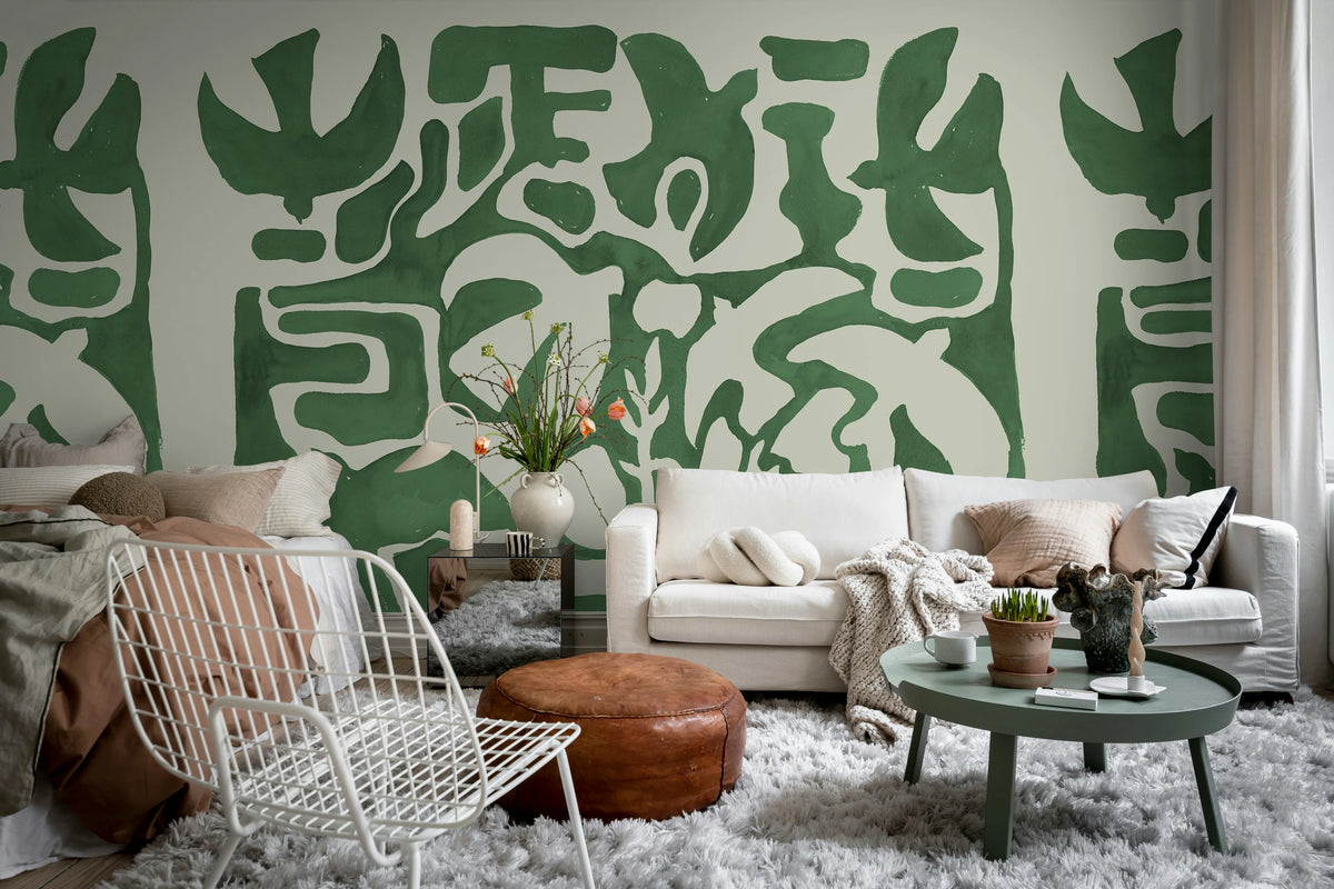 Harmony Forms, Green Mural Wallpaper - room preview 03