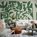 Harmony Forms, Green Mural Wallpaper - room preview 03