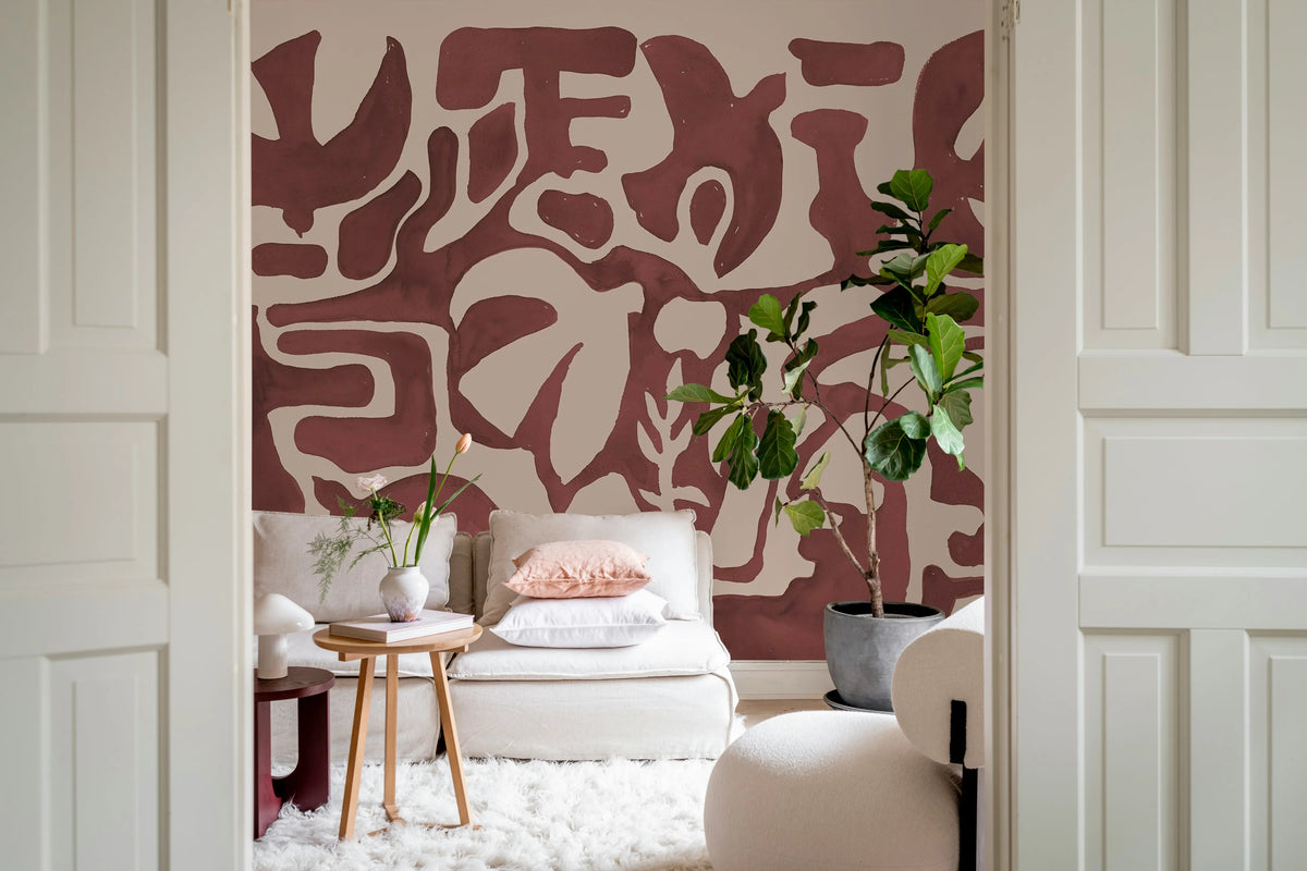 Harmony Forms, Red & Pink Mural Wallpaper - room preview 03