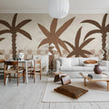Palm Horizon, Light Brown Mural Wallpaper - room preview 03