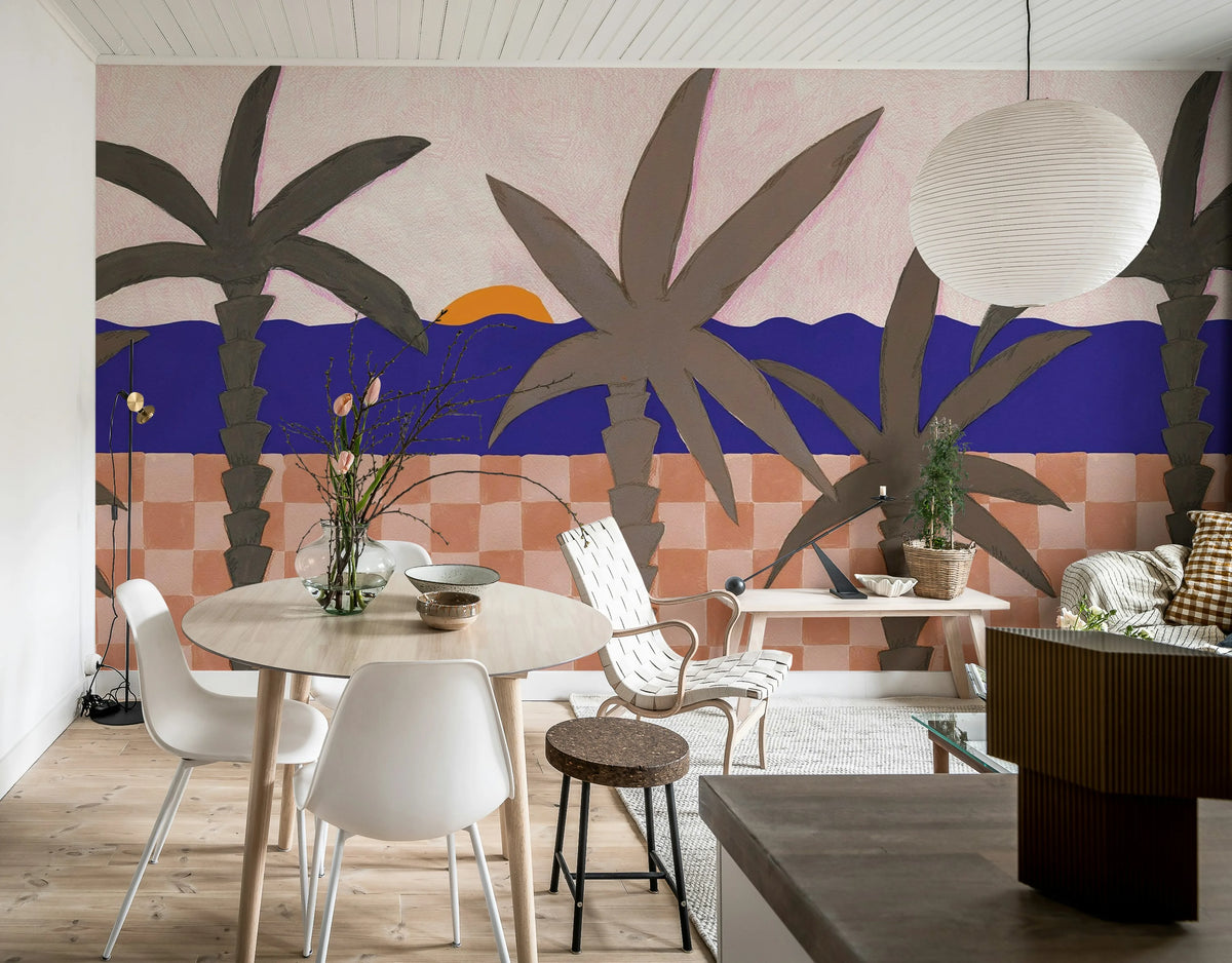 Palm Horizon, Sunset Mural Wallpaper - room preview 03