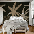 Palm Horizon, Dark Brown Mural Wallpaper - room preview 03