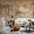 Emmas Horses, Brown Mural Wallpaper - room preview 03