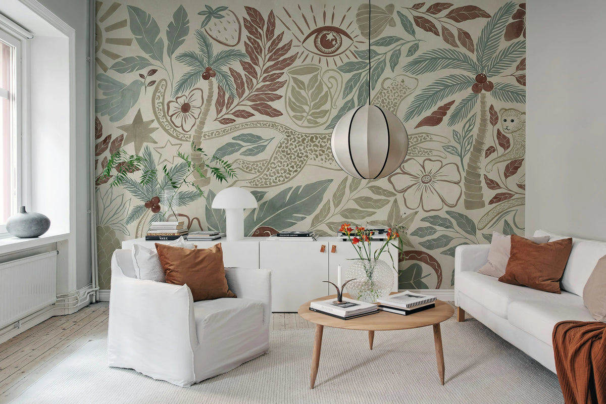 Midnight Tropics, Pastel Mural Wallpaper - room preview 03