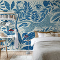Midnight Tropics, Blue Mural Wallpaper - room preview 03