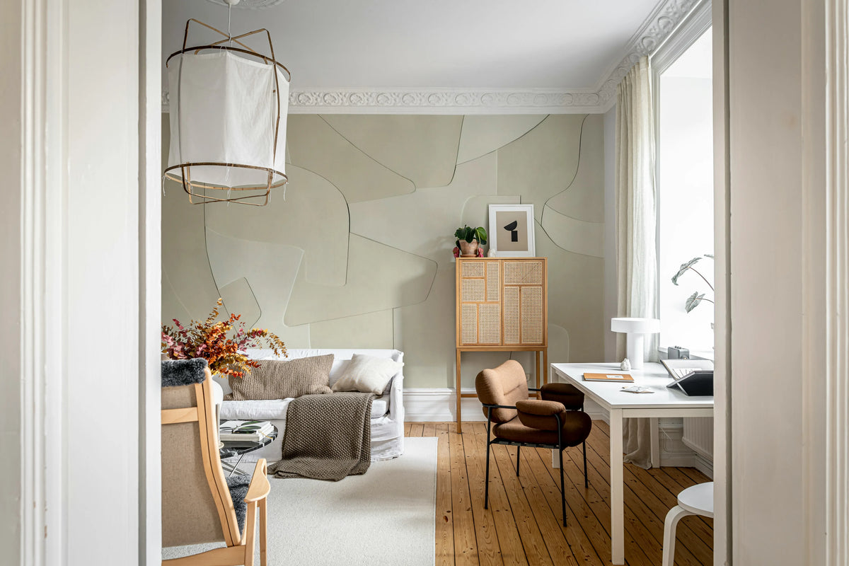 Serene Layers, Beige Mural Wallpaper - room preview 03