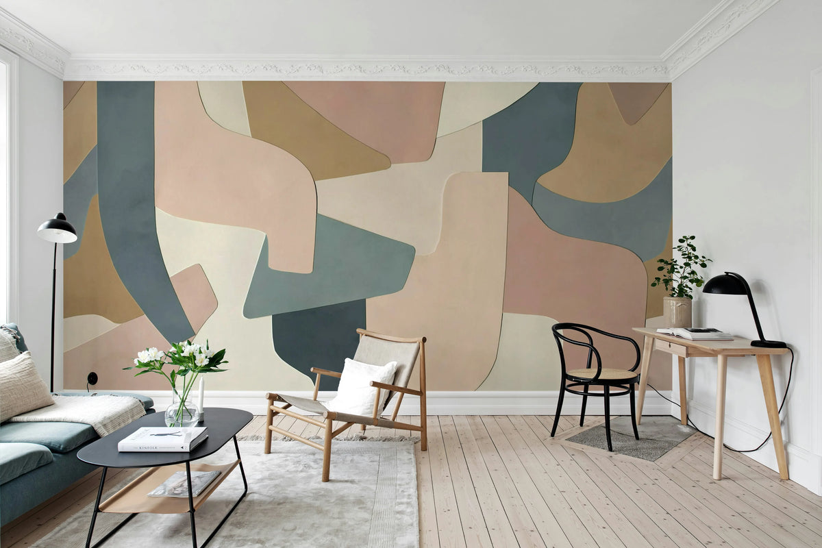 Serene Layers, Pastel Mural Wallpaper - room preview 03